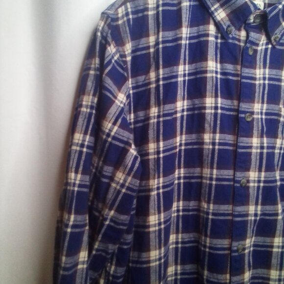 Magellan Shirt 2XL Men Button Down Long Sleeve Flannel Plaid Blue - Picture 13 of 16